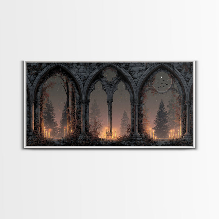 Gothic Archway Filled Framed Canvas Print, Gothic Art, Gothic Home Decor, Living Room Decor, Gothic, Gothic Wall Decor, GOT-2x1-55