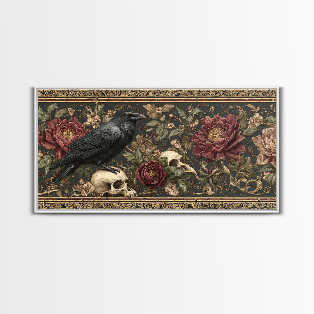 Medieval Illuminated Border Framed Canvas Print, Gothic Art, Whimsigoth Decor, Living Room Decor, Gothic, Witchy Home Decor, GOT-2x1-84