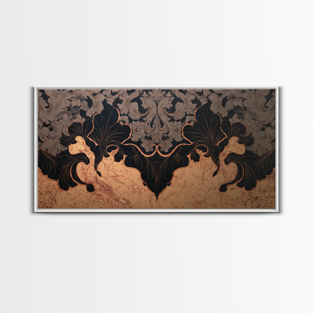 Bat Wings Forming a Dark Ornamental Pattern Framed Canvas Print, Gothic Art, Witchy Decor, Living Room Decor, Fine Art, Gothic, GOT-2x1-99