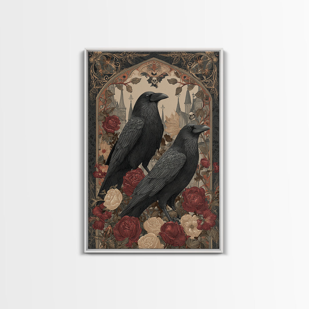 Medieval Illuminated Border Framed Canvas Print, Gothic Art, Dark Academia Art, Living Room Decor, Fine Art, Gothic, Boho Decor, GOT-2x3-24