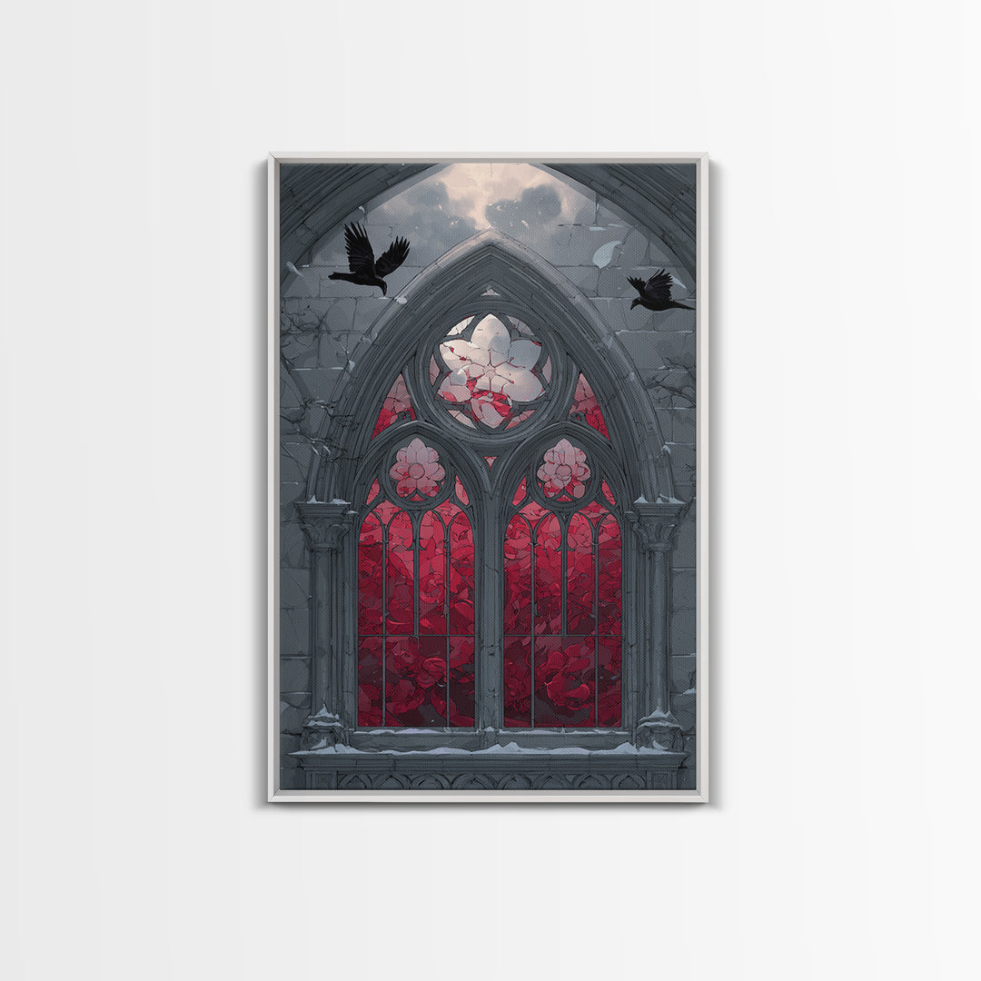 Gothic Cathedral Window Framed Canvas Print, Gothic Art, Contemporary Art, Living Room Decor, Fine Art, Gothic, Art Nouveau, GOT-2x3-34
