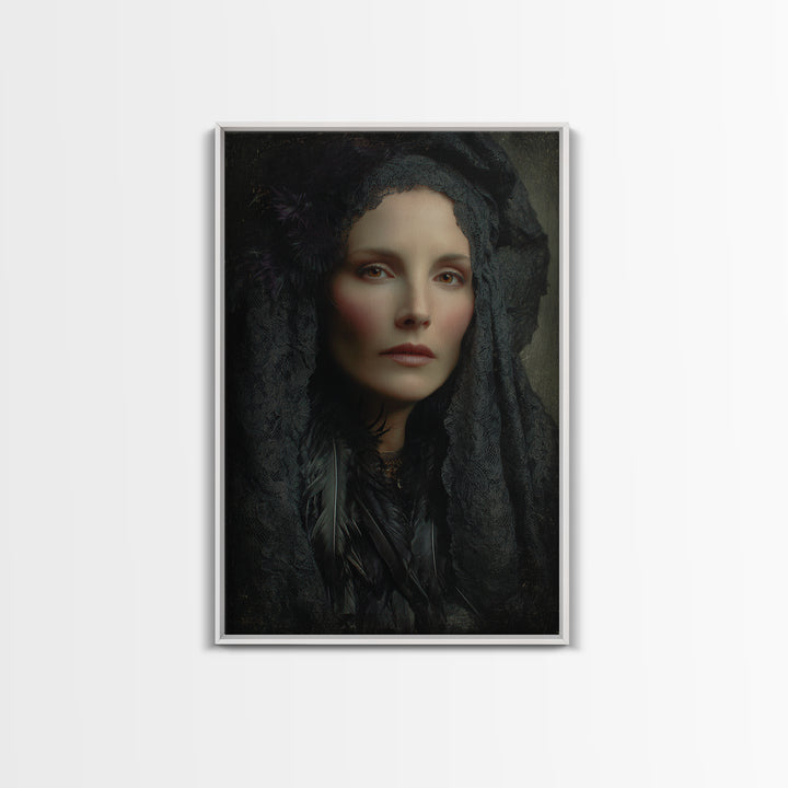 Melancholy Woman Portrait Framed Canvas Print, Gothic Art, Living Room Decor, Fine Art, Gothic, Modern Decor, Fine Art Print, GOT-2x3-36
