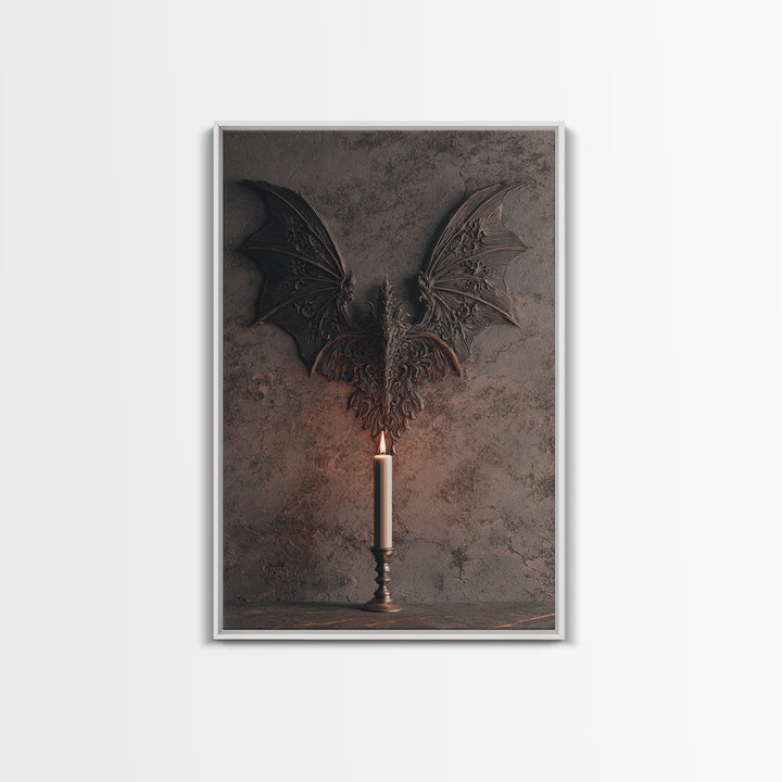 Bat Wings Forming a Dark Ornamental Pattern Framed Canvas Print, Gothic Art, Printable Art, Living Room Decor, Fine Art, Gothic, GOT-2x3-87