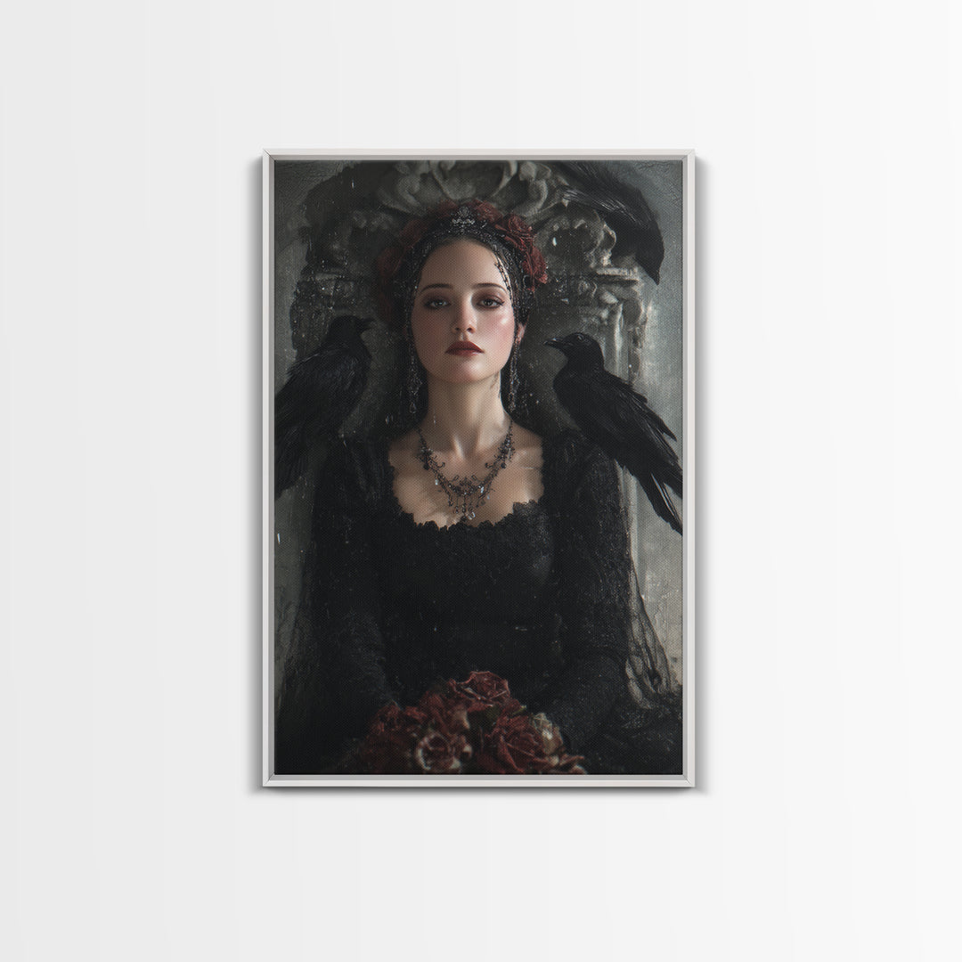 Vampire Inspired Portrait with Pale Skin and Framed Canvas Print, Gothic Art, Gothic, Living Room Decor, Fine Art, Gothic, GOT-2x3-90