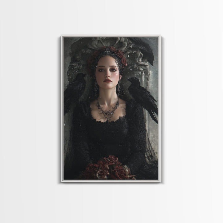 Vampire Inspired Portrait with Pale Skin and Framed Canvas Print, Gothic Art, Gothic, Living Room Decor, Fine Art, Gothic, GOT-2x3-90
