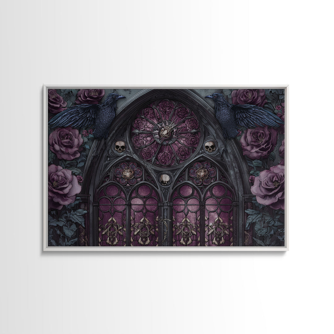 Gothic Cathedral Window Canvas Print, Gothic Art, Dark Academia Decor, Living Room Decor, Fine Art, Gothic, Black and White Art, GOT-3x2-30