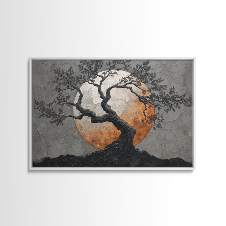 Silver Moon over Twisted Black Trees Canvas Print, Gothic Art, Living Room Decor, Oil Painting, Gothic, Modern Decor, GOT-3x2-37