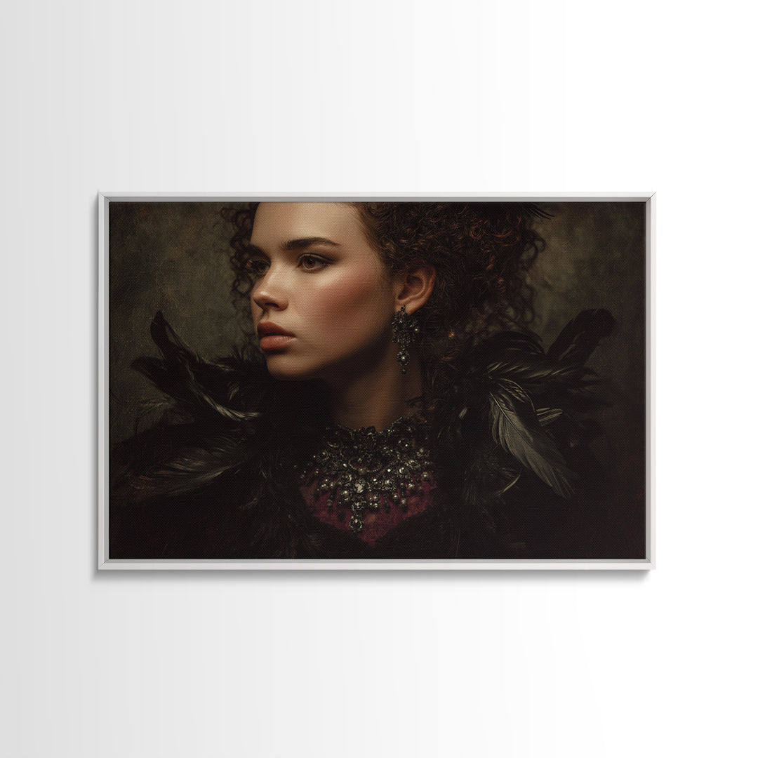 Vampire Inspired Portrait with Pale Skin and Canvas Print, Gothic Art, Canvas Tote Bag, Living Room Decor, Fine Art, Gothic, GOT-3x2-62