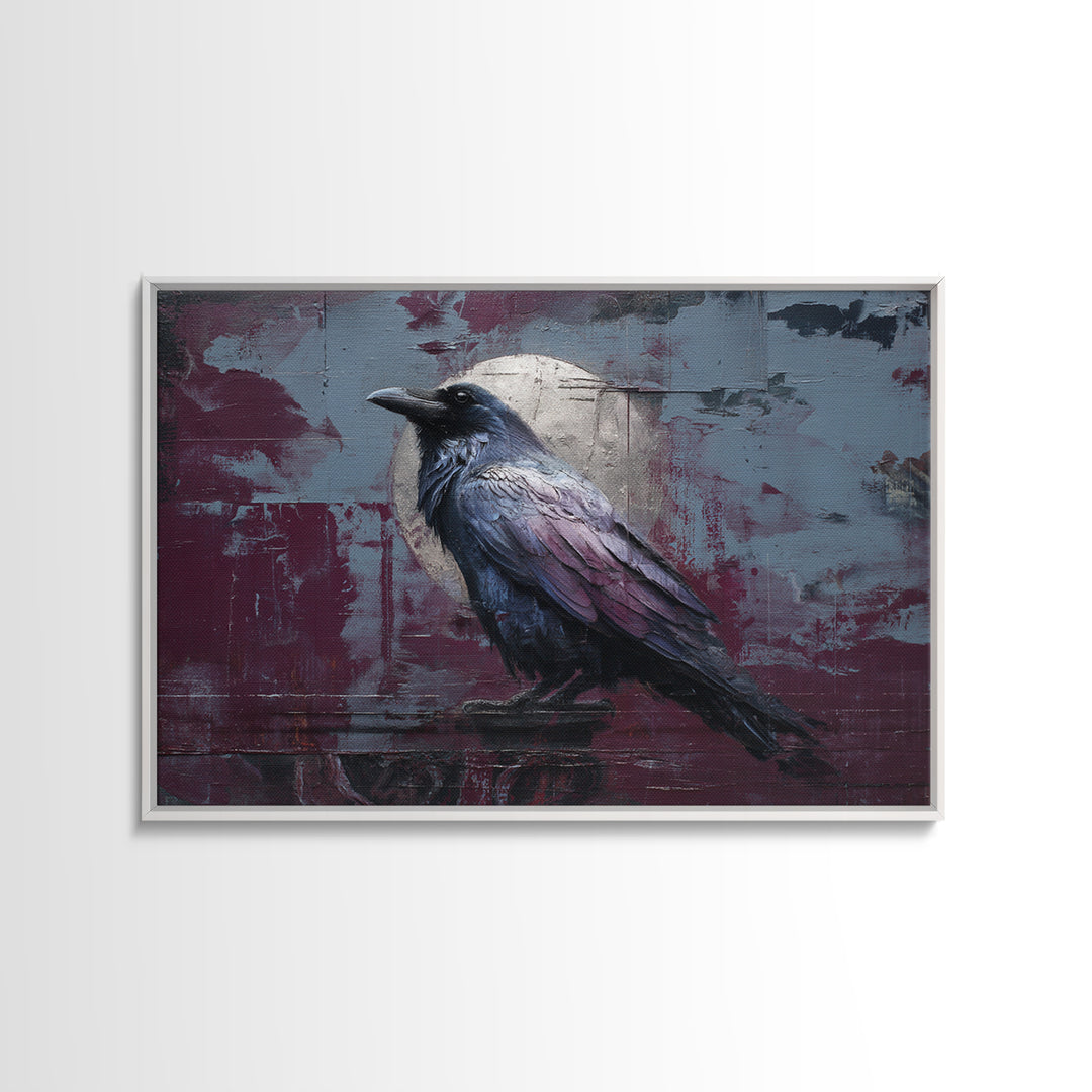 Raven on a Cathedral Gargoyle Framed Canvas Print, Gothic Art, Gallery Decor, Living Room Decor, Fine Art, Gothic, GOT-3x2-77