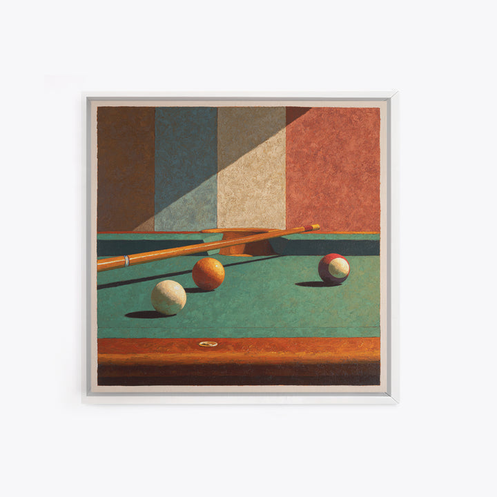 Pool Cue and Chalk on Green Felt Canvas Print, Game Room Art, Playroom Art, Game Room Decor, Fine Art, Play, Modern Decor, GRA-1x1-10
