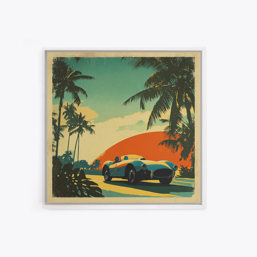 Retro Racing Car Game Poster Without Text Framed Canvas Print, Game Room Art, Printable Wall Art, Game Room Decor, Play, GRA-1x1-12