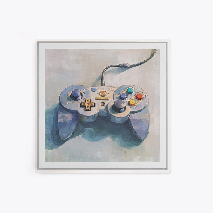 Old School Game Controller Canvas Print, Game Room Art, Girly Wall Art, Game Room Decor, Oil Painting, Play, Luxury Decor, GRA-1x1-30