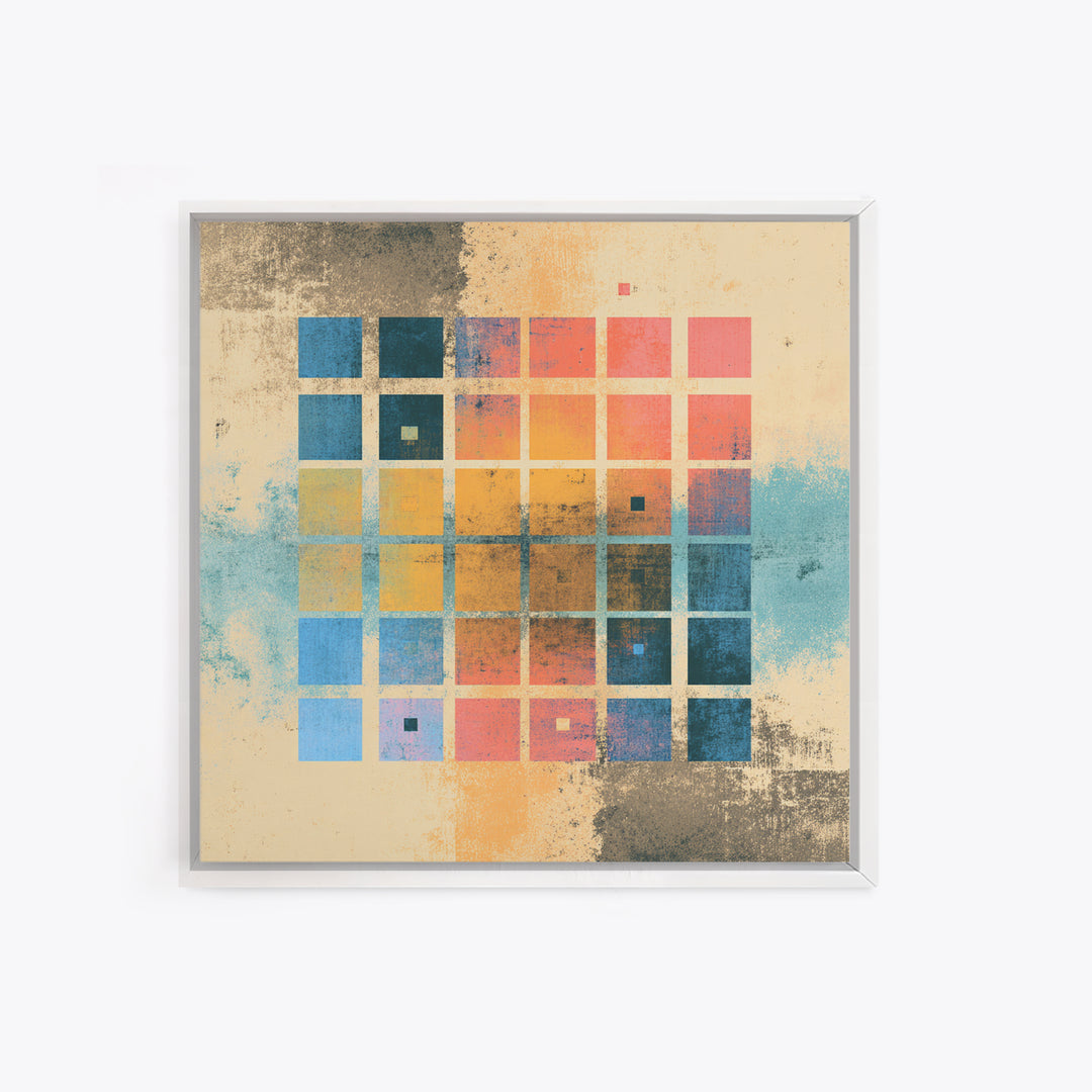 Neon Synthwave Grid Framed Canvas Print, Game Room Art, Whimsical Wall Art, Game Room Decor, Oil Painting, Play, GRA-1x1-37