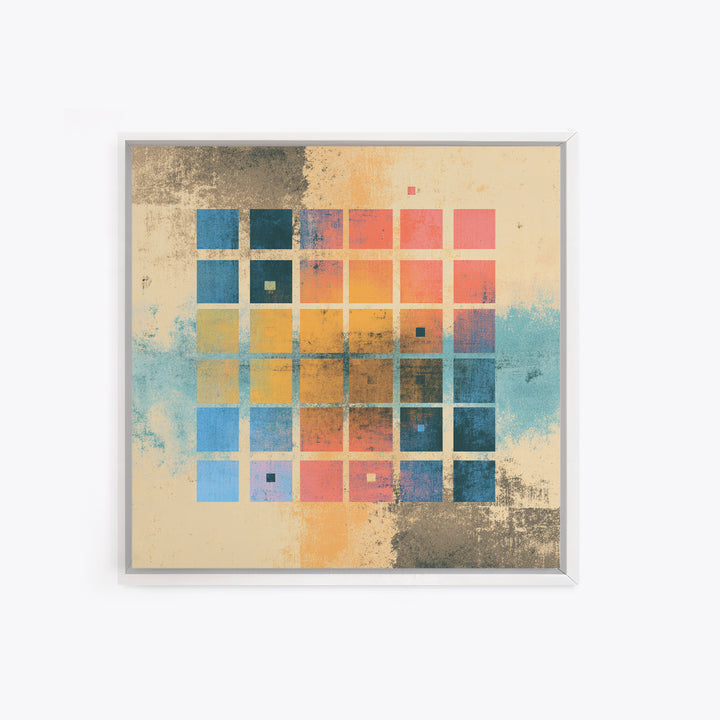 Neon Synthwave Grid Framed Canvas Print, Game Room Art, Whimsical Wall Art, Game Room Decor, Oil Painting, Play, GRA-1x1-37