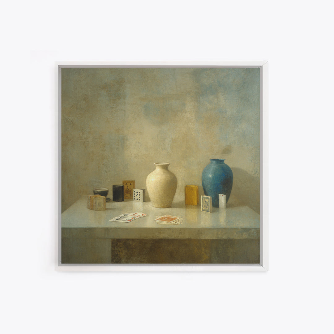 Blackjack Table Still Life Without Words Framed Canvas Print, Game Room Art, Playroom Wall Decor, Game Room Decor, Play, GRA-1x1-68