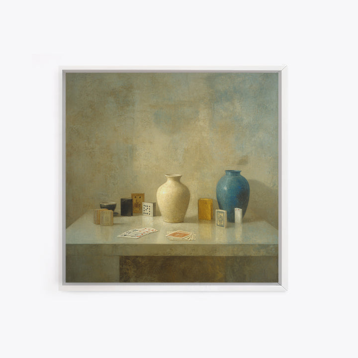 Blackjack Table Still Life Without Words Framed Canvas Print, Game Room Art, Playroom Wall Decor, Game Room Decor, Play, GRA-1x1-68