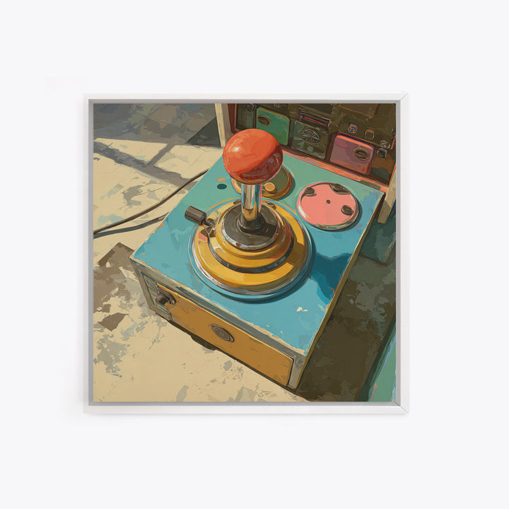 Retro Arcade Joystick Framed Canvas Print, Game Room Art, Art Print, Game Room Decor, Watercolor Art, Play, Canvas Art, GRA-1x1-73