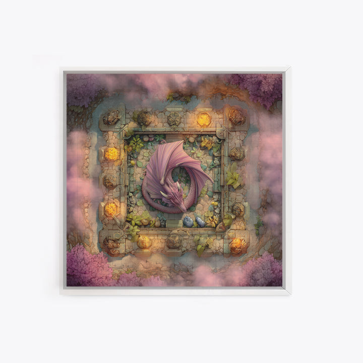 Fantasy Board Game Dragon Token Scene Framed Canvas Print, Game Room Art, Statement Artwork, Game Room Decor, Fine Art, Play, GRA-1x1-83
