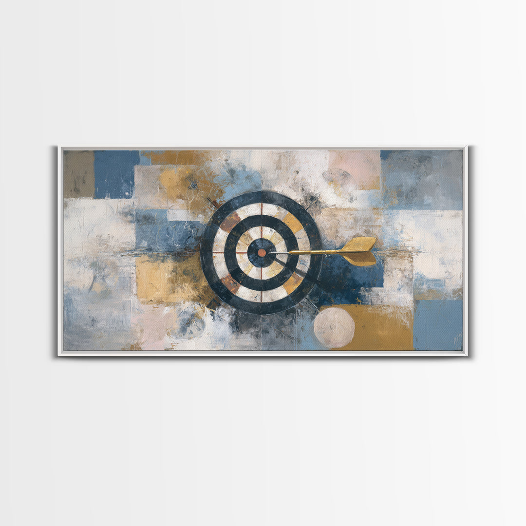 Dartboard Bullseye with Dynamic Motion Framed Canvas Print, Game Room Art, Pop Art, Game Room Decor, Play, Fine Art Print, GRA-2x1-100