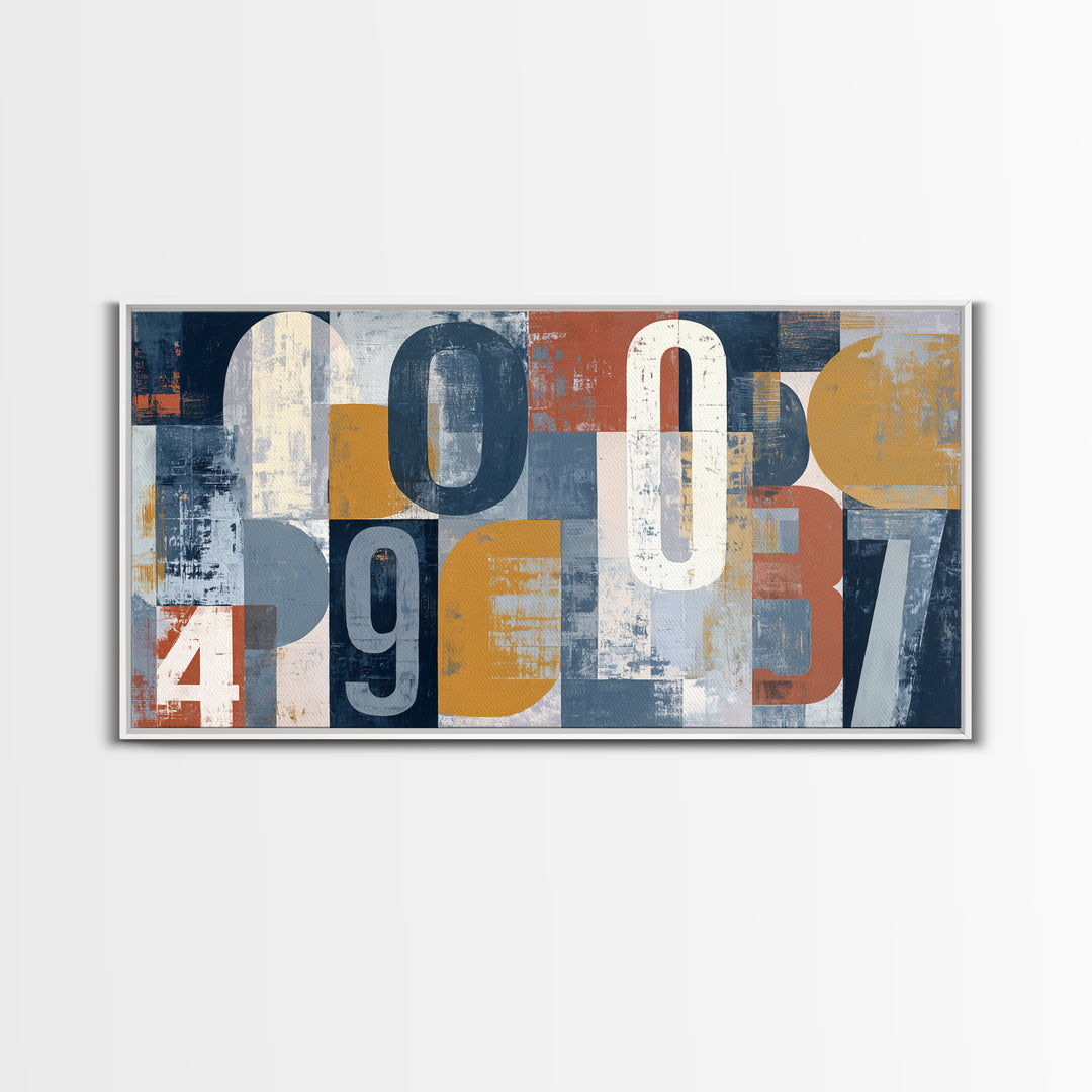 Scoreboard Numbers as Abstract Design Canvas Print, Game Room Art, Textured Painting, Game Room Decor, Fine Art, Play, GRA-2x1-44