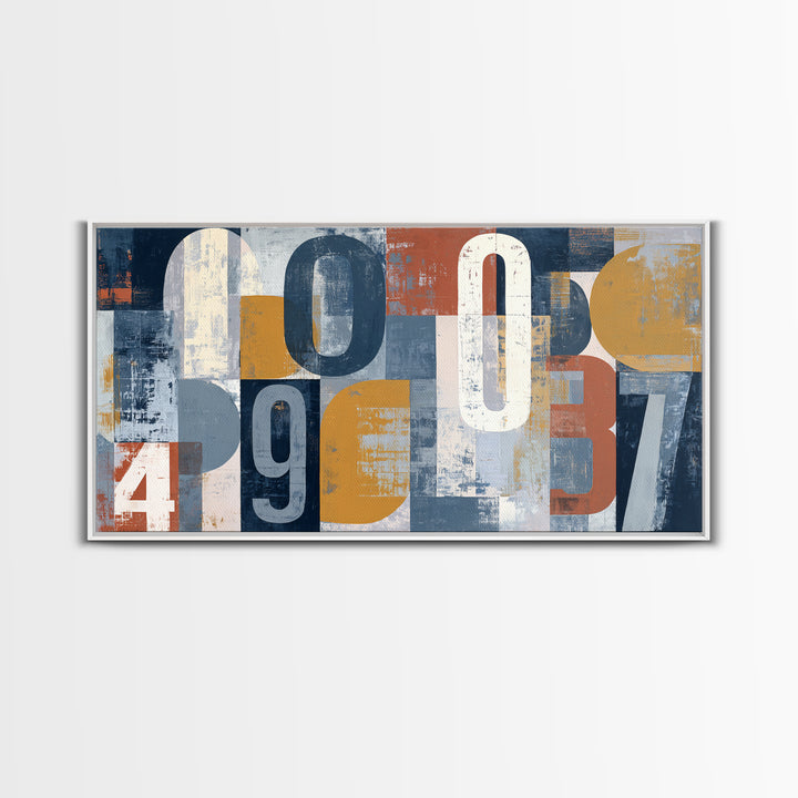 Scoreboard Numbers as Abstract Design Canvas Print, Game Room Art, Textured Painting, Game Room Decor, Fine Art, Play, GRA-2x1-44