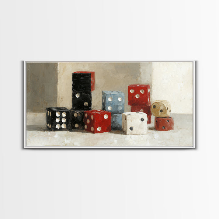 Playing Cards and Dice Canvas Print, Game Room Art, Canvas Print, Game Room Decor, Oil Painting, Play, Man Cave Decor, GRA-2x1-47