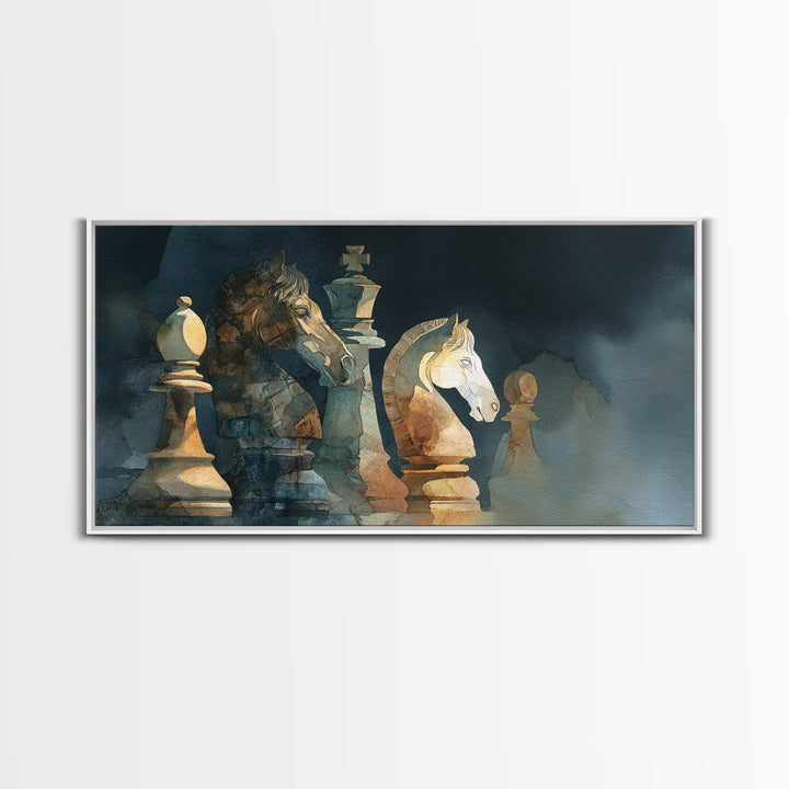 Chess Knight Piece Canvas Print, Game Room Art, Canvas Art, Game Room Decor, Fine Art, Play, Living Room Art, Playroom Art, GRA-2x1-49