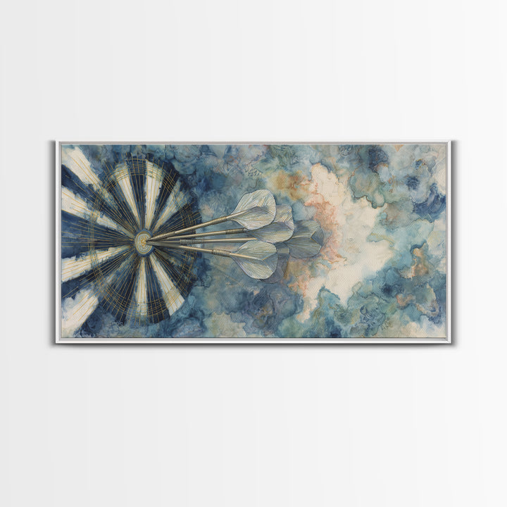 Dartboard Bullseye with Dynamic Motion Canvas Print, Game Room Art, Classroom Decor, Game Room Decor, Fine Art, Play, GRA-2x1-52