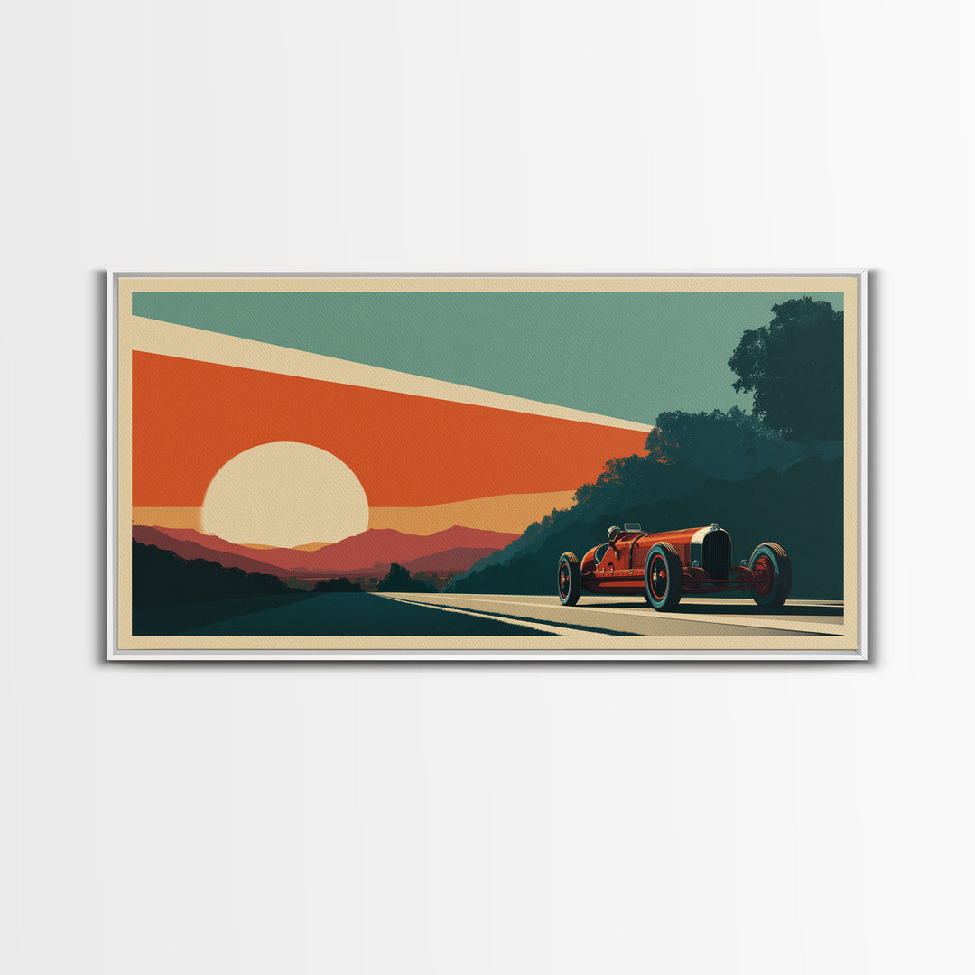 Retro Racing Car Game Poster Without Text Framed Canvas Print, Game Room Art, Original Art, Game Room Decor, Fine Art, Play, GRA-2x1-56