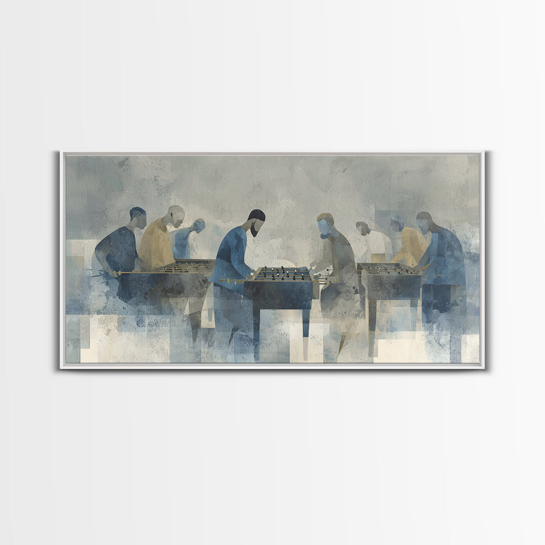 Foosball Player Figures Canvas Print, Game Room Art, Black Art, Game Room Decor, Oil Painting, Play, Playroom Art, Pop Art, GRA-2x1-77
