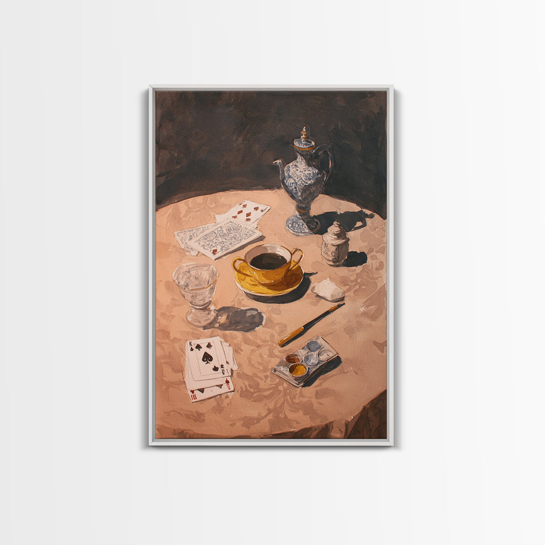 Blackjack Table Still Life Without Words Framed Canvas Print, Game Room Art, Wall Art Set, Game Room Decor, Fine Art, Play, GRA-2x3-28