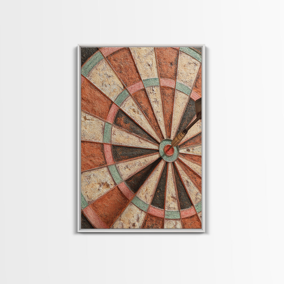 Dartboard Bullseye with Dynamic Motion Framed Canvas Print, Game Room Art, Room Decor, Game Room Decor, Fine Art, Play, GRA-2x3-64
