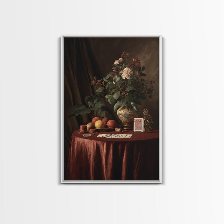Blackjack Table Still Life Without Words Framed Canvas Print, Game Room Art, African American Art, Game Room Decor, Play, GRA-2x3-76