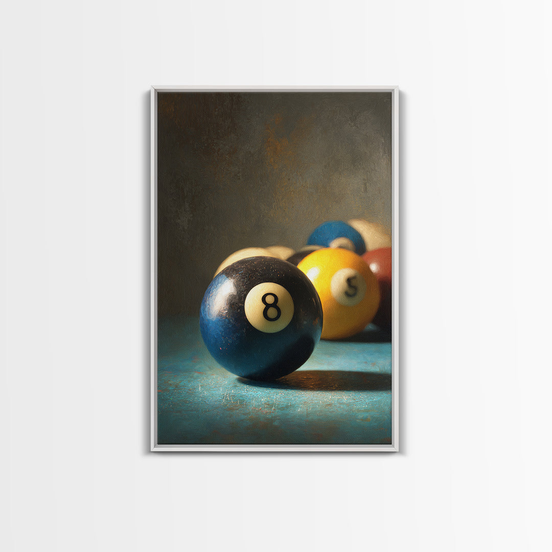 Billiards Eight Ball Canvas Print, Game Room Art, Original Art, Game Room Decor, Play, Trendy Wall Art, Masculine Wall Art, GRA-2x3-82