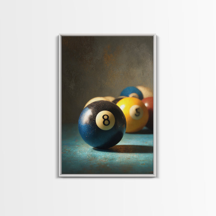 Billiards Eight Ball Canvas Print, Game Room Art, Original Art, Game Room Decor, Play, Trendy Wall Art, Masculine Wall Art, GRA-2x3-82