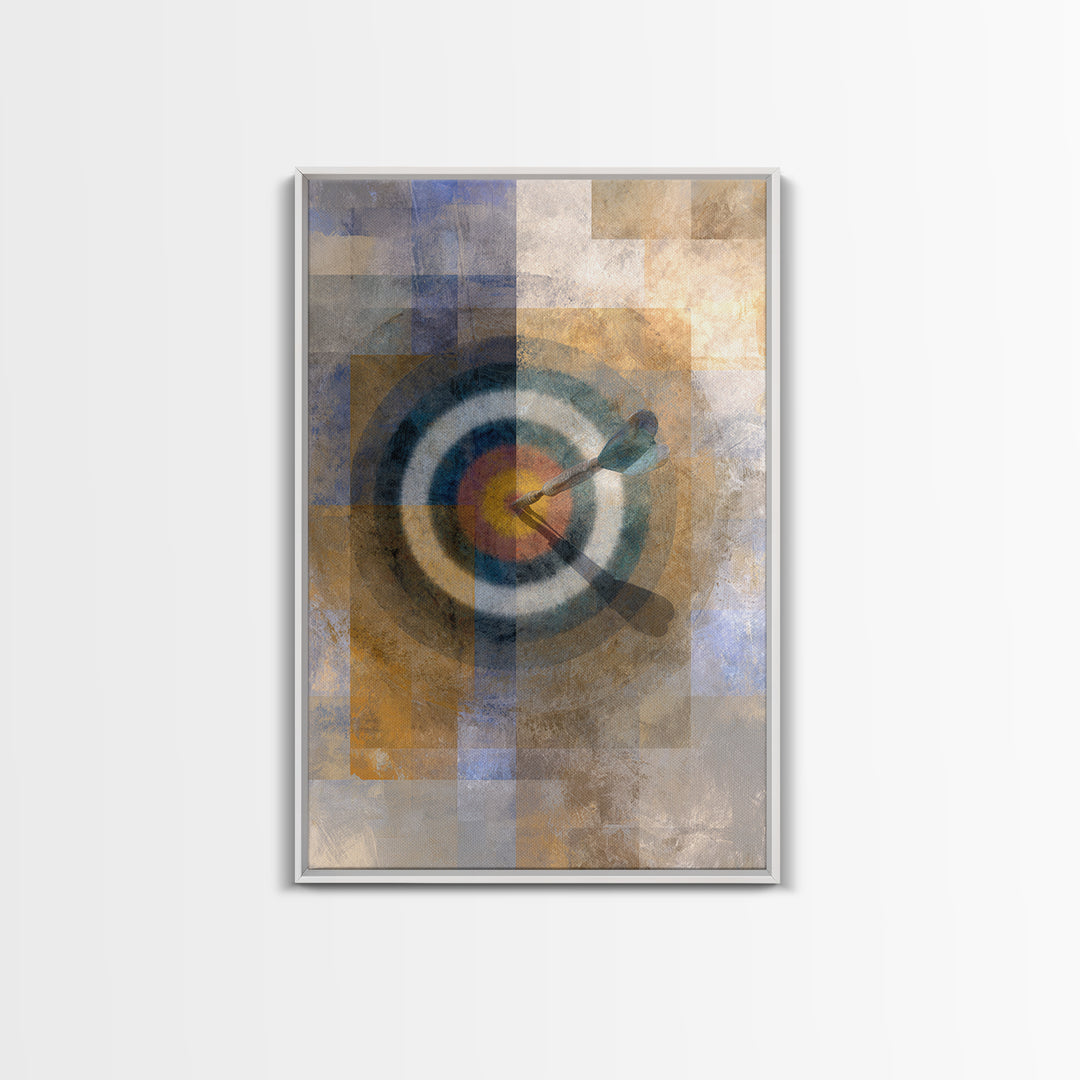 Dartboard Bullseye with Dynamic Motion Framed Canvas Print, Game Room Art, Canvas Art, Game Room Decor, Fine Art, Play, GRA-2x3-88