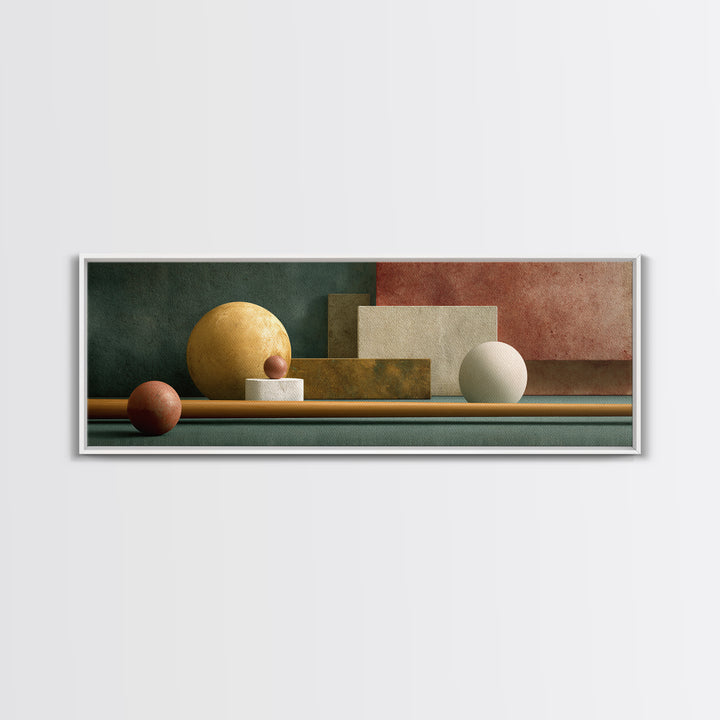 Pool Cue and Chalk on Green Felt Canvas Print, Game Room Art, Modern Wall Art, Game Room Decor, Watercolor Art, Play, GRA-3x1-26