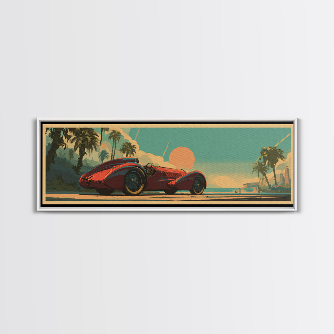 Retro Racing Car Game Poster Without Text Framed Canvas Print, Game Room Art, Room Decor, Game Room Decor, Fine Art, Play, GRA-3x1-52