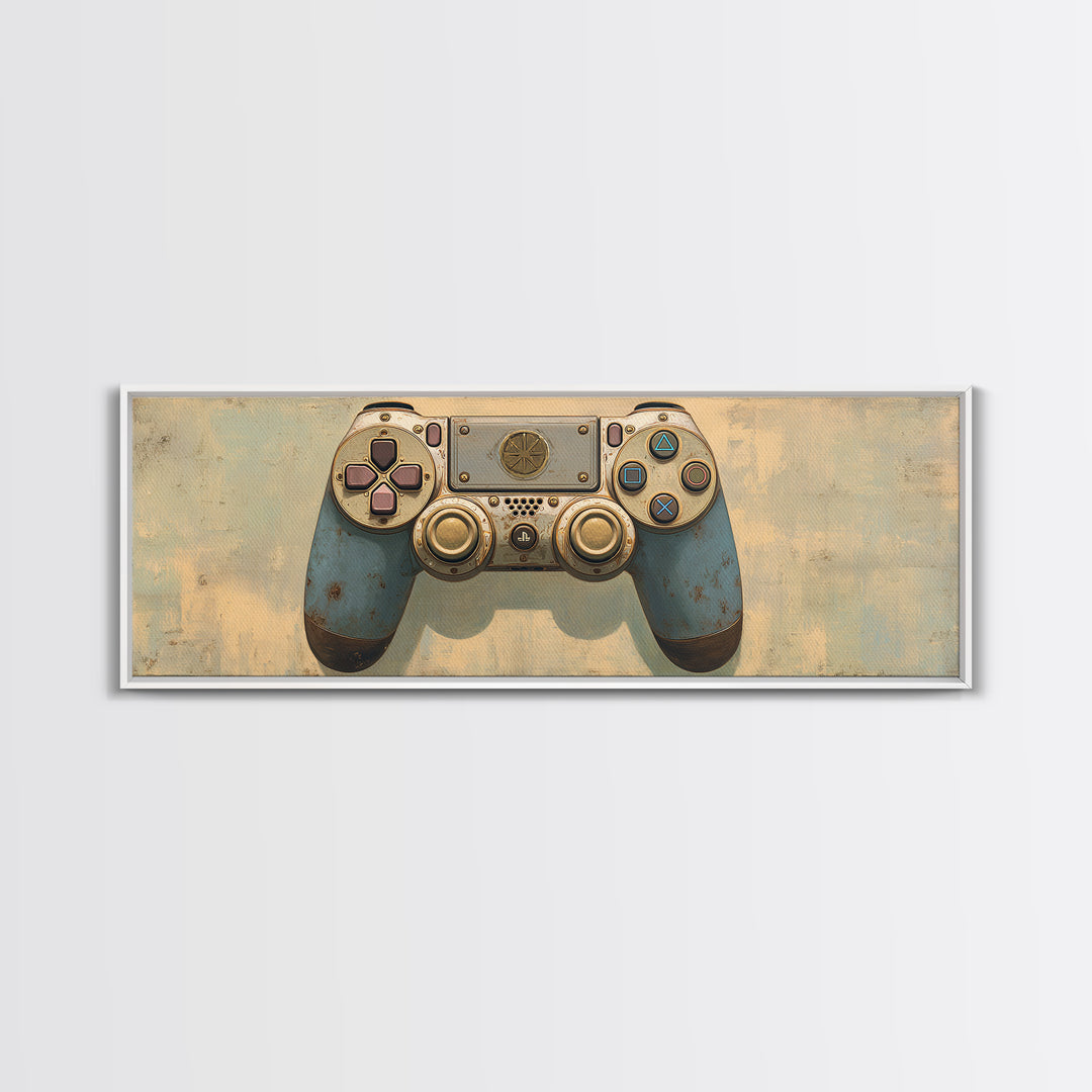 Old School Game Controller Canvas Print, Game Room Art, Trendy Wall Art, Game Room Decor, Watercolor Art, Play, GRA-3x1-94