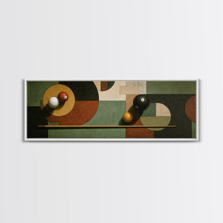 Pool Cue and Chalk on Green Felt Canvas Print, Game Room Art, Playroom Wall Decor, Game Room Decor, Play, Statement Artwork, GRA-3x1-98