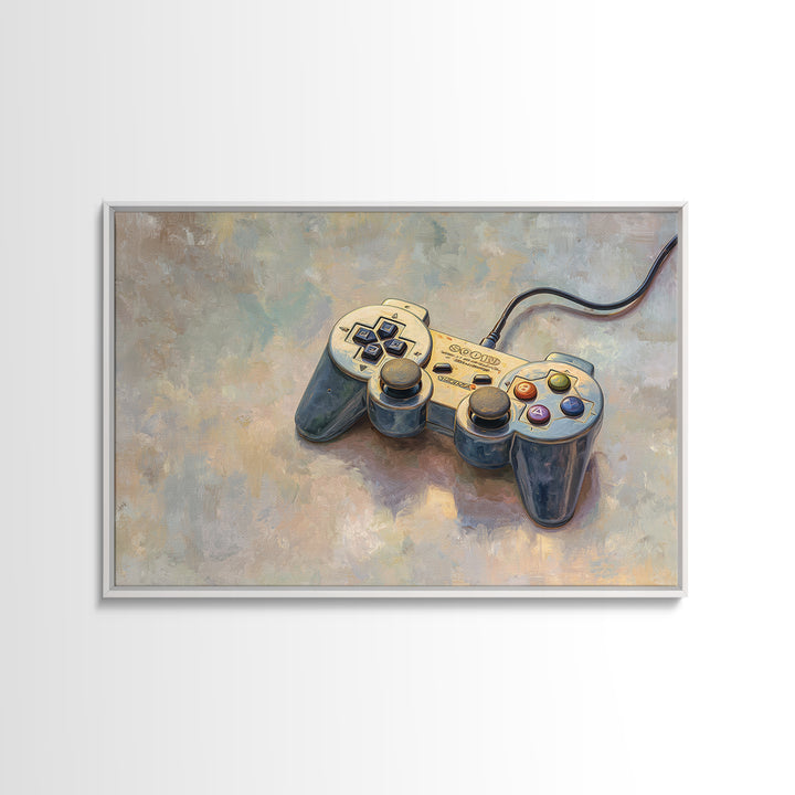 Old School Game Controller Framed Canvas Print, Game Room Art, Canvas Print, Game Room Decor, Fine Art, Play, Man Cave Decor, GRA-3x2-10
