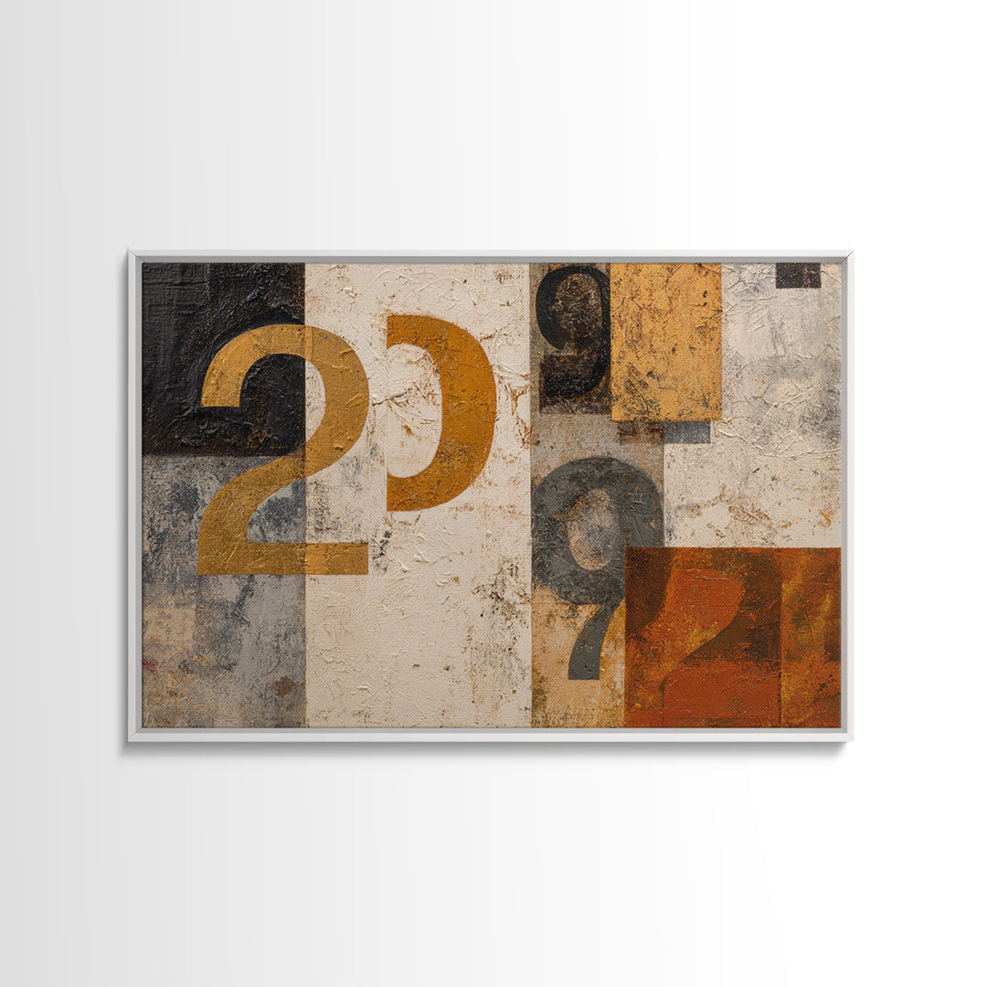 Scoreboard Numbers as Abstract Design Framed Canvas Print, Game Room Art, Modern Wall Art, Game Room Decor, Fine Art, Play, GRA-3x2-28