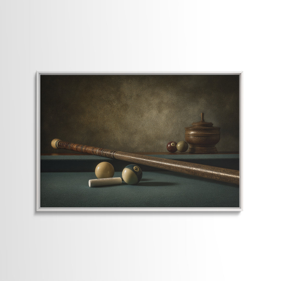 Pool Cue and Chalk on Green Felt Canvas Print, Game Room Art, Bedroom Wall Art, Game Room Decor, Fine Art, Play, Girly Wall Art, GRA-3x2-38