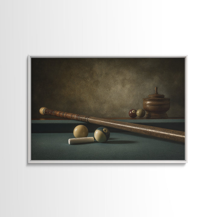Pool Cue and Chalk on Green Felt Canvas Print, Game Room Art, Bedroom Wall Art, Game Room Decor, Fine Art, Play, Girly Wall Art, GRA-3x2-38