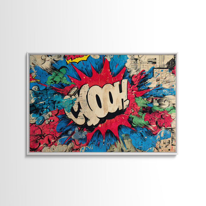 Comic Style Explosion with Game Icons Canvas Print, Game Room Art, Retro Art, Game Room Decor, Abstract Art, Play, GRA-3x2-43
