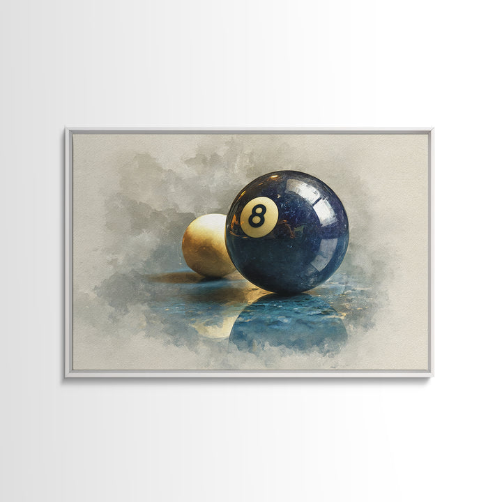 Billiards Eight Ball Framed Canvas Print, Game Room Art, Modern Wall Art, Game Room Decor, Fine Art, Play, Unique Home Decor, GRA-3x2-6
