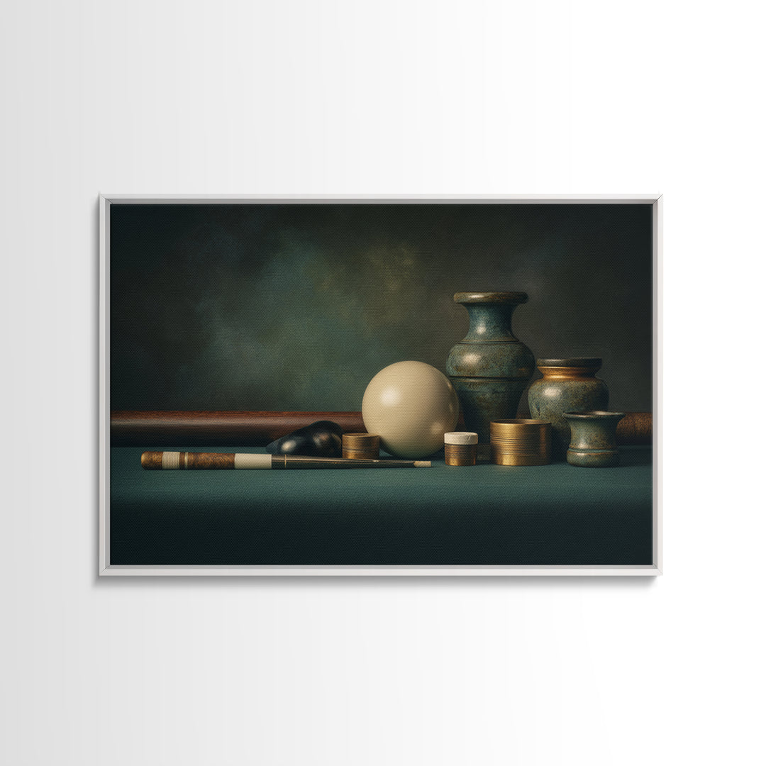 Pool Cue and Chalk on Green Felt Canvas Print, Game Room Art, Bedroom Wall Art, Game Room Decor, Fine Art, Play, Girly Wall Art, GRA-3x2-62