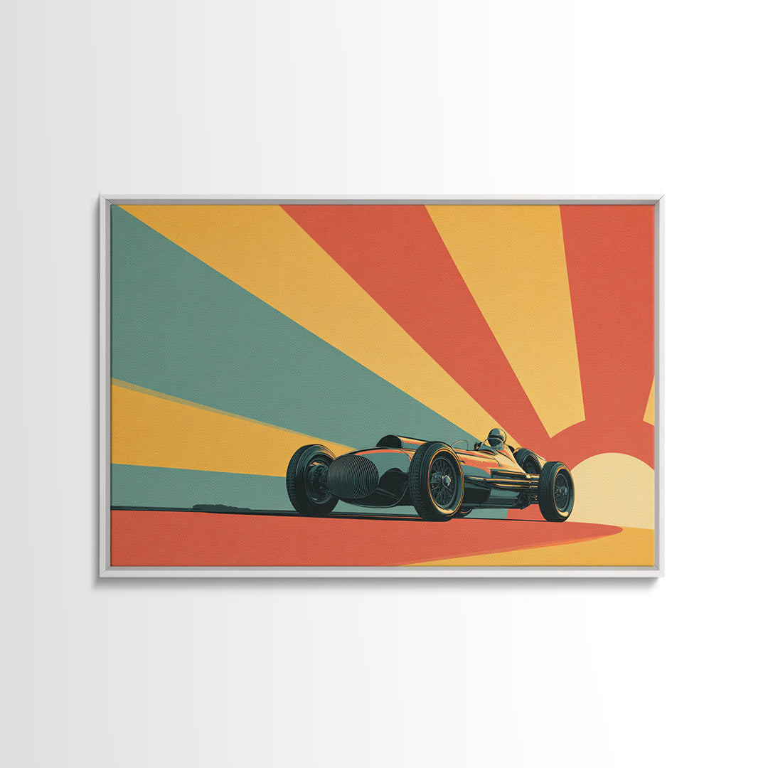 Retro Racing Car Game Poster Without Text Framed Canvas Print, Game Room Art, Gallery Decor, Game Room Decor, Fine Art, Play, GRA-3x2-64