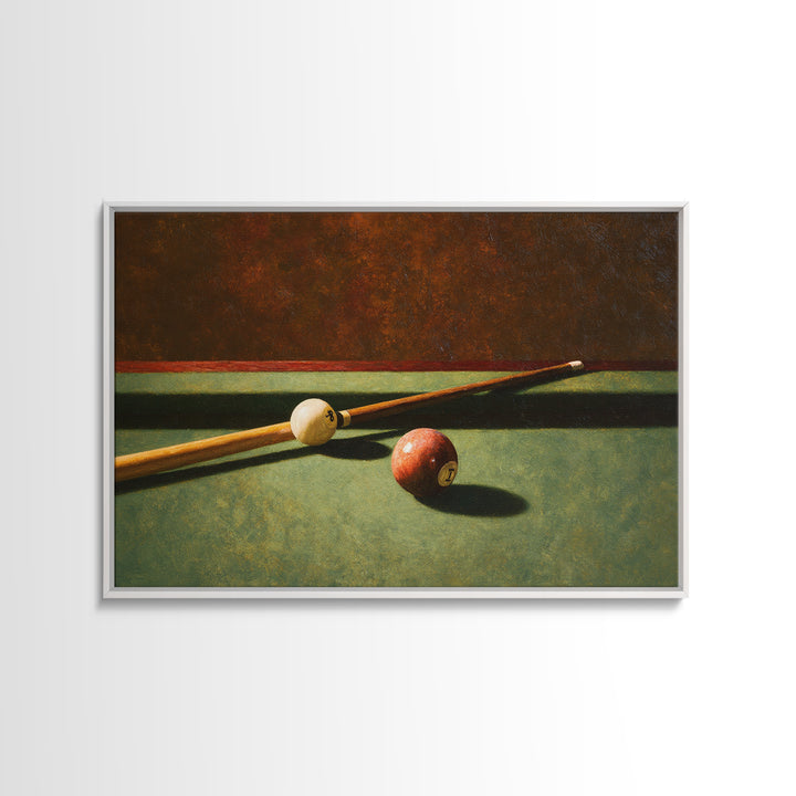 Pool Cue and Chalk on Green Felt Framed Canvas Print, Game Room Art, Masculine Wall Art, Game Room Decor, Fine Art, Play, GRA-3x2-86
