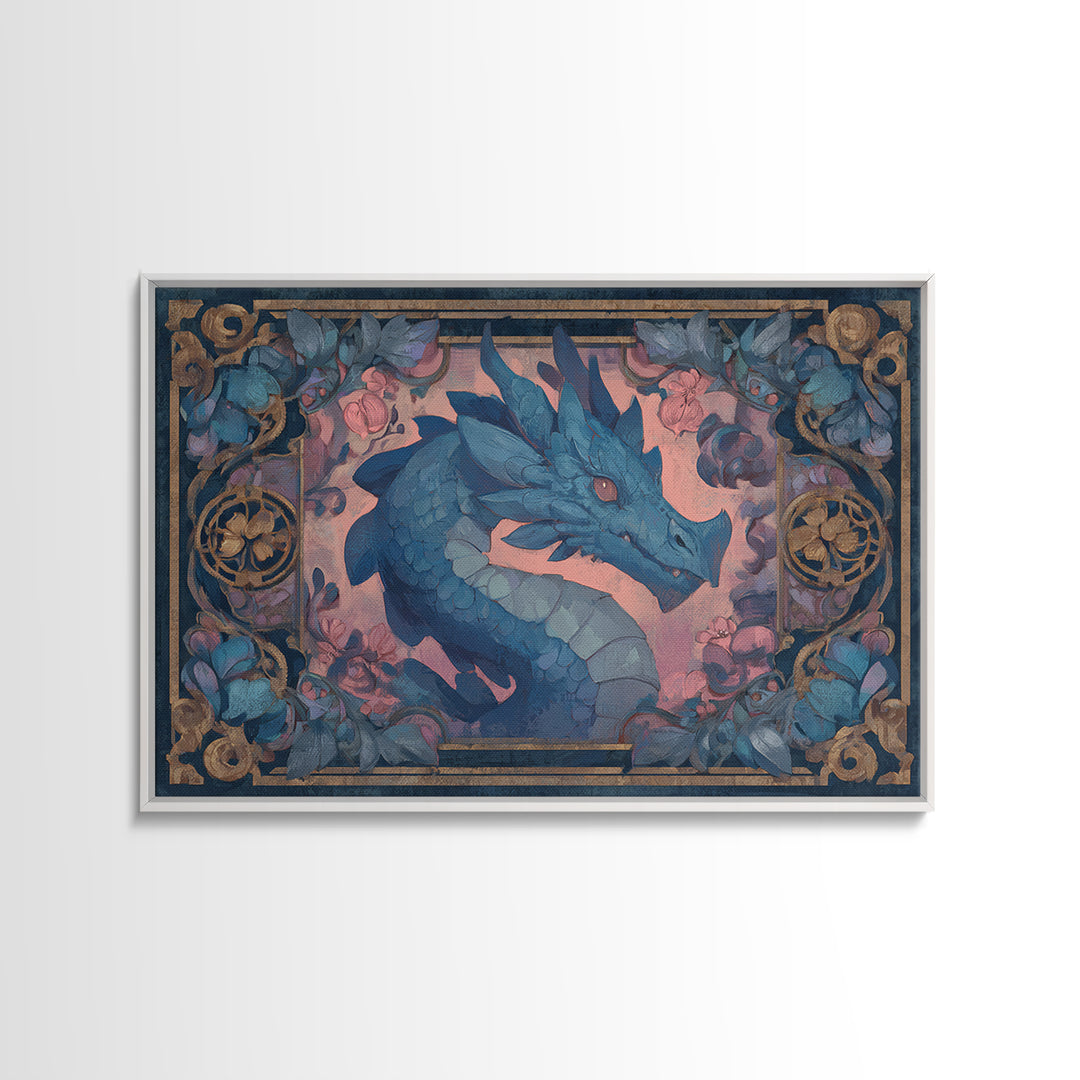 Fantasy Board Game Dragon Token Scene Framed Canvas Print, Game Room Art, Fine Art Print, Game Room Decor, Fine Art, Play, GRA-3x2-87
